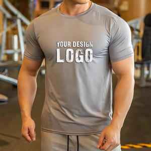 เสื้อยืดออกกำลังกายผู้ชายทรงสลิมฟิต พิมพ์ลายตามสั่ง ขายส่งแบบ OEM แขนสั้น สไตล์วินเทจ สำหรับออกกำลังกายในยิม - Product Image 5