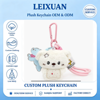 Porte-clés en peluche ours blanc mignon avec broderie étoile et ventre à pois, pendentif doux en forme de poupée, avec mousqueton rose et cordon pour sac à dos