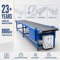 Convoyeur à bande avec bande en PVC sur structure en acier au carbone avec finition peinture au four, pour la fabrication de machines, vitesse réglable