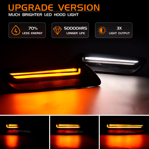 Para Dodge Ram 1500 Classic, Luces Intermitentes LED Ámbar Dinámicas Blancas DRL, Nuevas Luces Indicadoras de Señalización LED para el Marco de Ventilación del Capó - Product Image 3