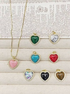 FM-JDN0949 Nouveauté Cadeau de la Saint-Valentin Meilleur ami Pendentif en émail coloré <span class=keywords><strong>Collier</strong></span> cœur <span class=keywords><strong>Collier</strong></span> d'amitié <span class=keywords><strong>Collier</strong></span> de famille - Product Image 2