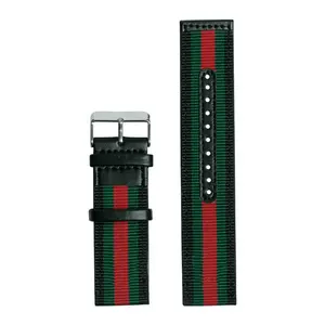New Style 2 Pieces Nylon+Leather Watch Strap With Metal Buckle In 18/20/22mm