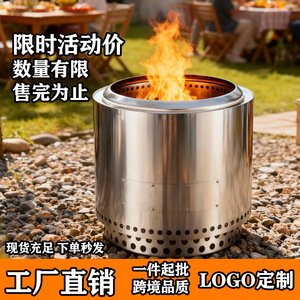 Poêle à bois de camping en acier inoxydable S380, 38 cm, barbecue extérieur sans fumée, grill de jardin - Product Image 4