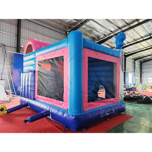 บ้านลมสีฟ้าลายการ์ตูนพร้อมสไลเดอร์, บ้านลมเป่าลมเชิงพาณิชย์สำหรับเช่าจัดงาน - Product Image 3