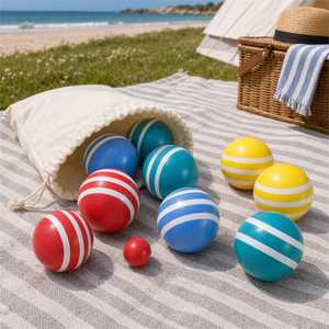 <span class=keywords><strong>Jeu</strong></span> <span class=keywords><strong>de</strong></span> boules <span class=keywords><strong>de</strong></span> <span class=keywords><strong>pétanque</strong></span> en bois pour pelouse, jardin et extérieur avec sac à cordon - Product Image 1