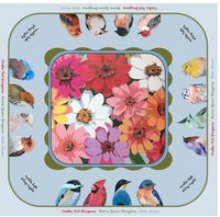 Burung Beo Botani Ginkgo Mahjong Amerika Bergaris Hijau Oranye Akrilik Empat Lapis Warna-warni Pola Daun Tropis Bunga Liar
