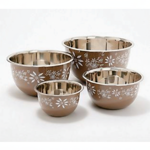 ชามเสิร์ฟบะหมี่กึ่งสำเร็จรูปแบบผสม,ถ้วยชุดถ้วยสีเงินผลไม้ชามซิตี้พิมพ์ลายพร้อมสแตนเลสสตีลสี - Product Image 1