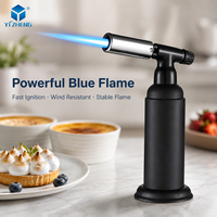 Briquet torche à gaz butane coupe-vent en métal, personnalisable avec logo, rechargeable, portable, pour barbecue, cigares, cuisine, cadeaux d'affaires