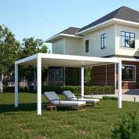 Gazebo d'extérieur autoportant en aluminium avec structure thermolaquée gris foncé et toit à persiennes résistant aux intempéries pour l'extérieur au quotidien
