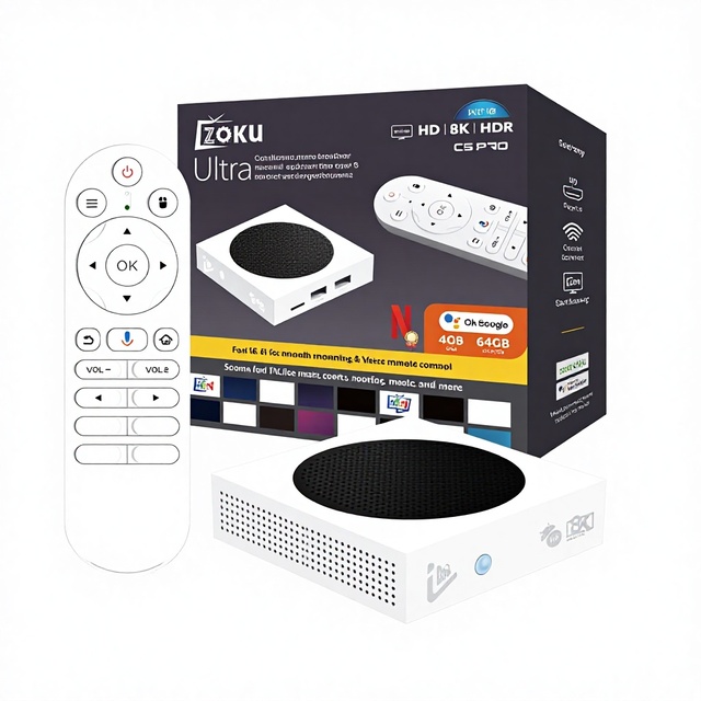 Zoku C5 PRO Android 14 TV Box Dual Core 4GB RAM 64GB ROM Voice Remote 8K Ultra Video C5PRO Set Top Box Allwinner H618 WiFi 6