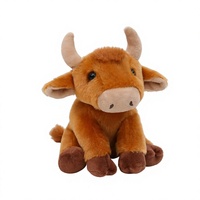 Peluche Vache Marron Douce et Mignonne, Animal en Peluche Assis, Poupée de Forêt Rembourrée en Polyester, Cadeau Idéal pour la Crèche