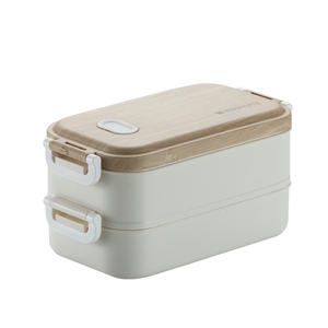 2 Layer Bento Kids Insulated Metal Thermo Double 304 School Wood Grain Lid Stainless Steel Lunch Box