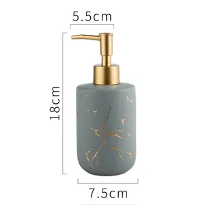 Distributeur de savon à main pour salle de bain Céramique ABS Gold Marbling Dish Soap and Lotion Bottle Pump 300ml Soap Dispenser