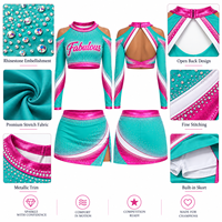Ensemble d'uniformes de cheerleading personnalisables à épaules dénudées, bleu roi, en maille, avec cristaux AB scintillants, pour compétition universitaire et équipe