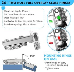 Charnières de <span class=keywords><strong>placard</strong></span> de <span class=keywords><strong>cuisine</strong></span> à 10 portes, 110 mm, <span class=keywords><strong>amortisseur</strong></span>, recouvrement total, finition en acier laminé à froid, utilisation en extérieur, 40 vis, Chine - Product Image 4