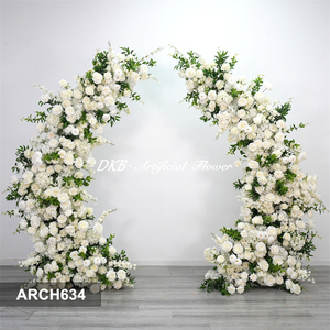 Arche de fleurs artificielles blanches, toile de fond rose pour mariage, décorations de scène, fleurs 3D pour fond de mariage - Product Image 2