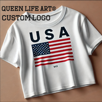 T-shirt crop 100% coton personnalisé avec logos imprimés ou brodés t-shirts essentiels en coton crop top t-shirt pour femmes