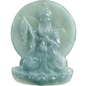 Colgante de Jadeíta Natural Azul Agua Taishang Laojun, Joyería para Hombre, Diseño Original, Regalo con Certificado de Tasación FG38 - Product Image 5