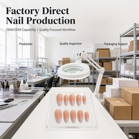 YD42 Kaixin – Faux ongles à presser longs, amande, rose nude, brillants, en ABS, couvrance totale, réutilisables, personnalisables – Vente en gros