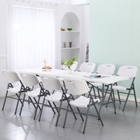 Table pliante en PEHD 1,8 m, durable et légère, pour extérieur, salle à manger, hôpital, cour, mariage, réunion, événements, blanche