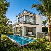 Villa préfabriquée à 2 étages, maisons portables internationales, design moderne et luxueux, villas préfabriquées pliables de luxe à structure en acier lourd