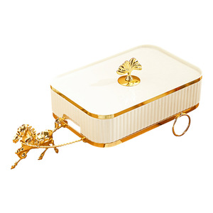 Carriage Style Fruit Plate <b>Plastic</b> Rectangular With Lid For Snack Storage Home Use - Product Image 5