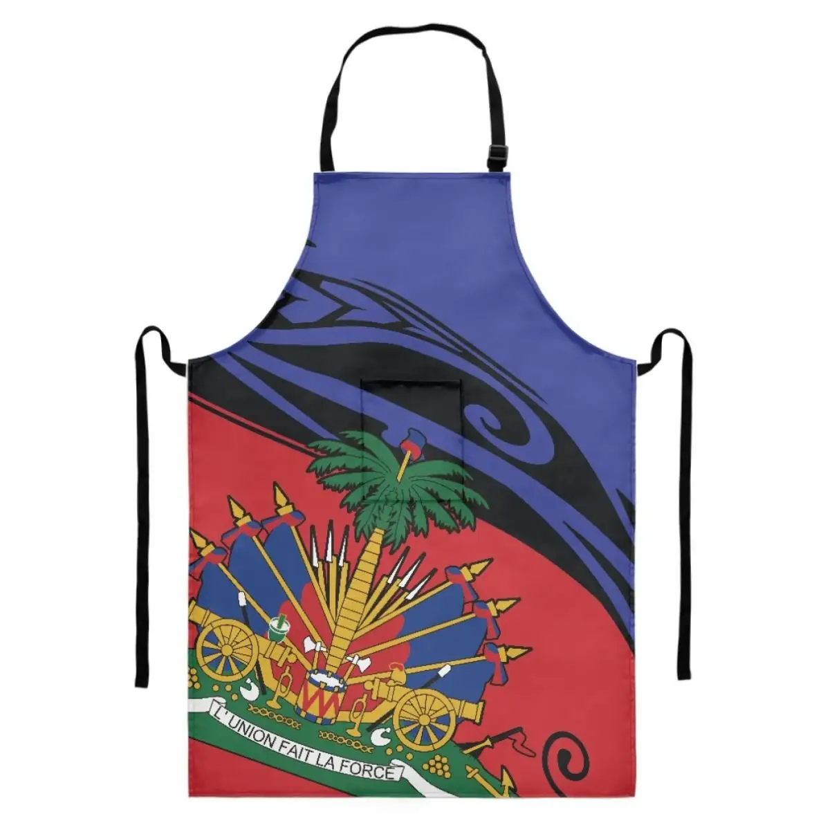 Haitian Flag Printed Kitchen Adjustable Chef Cooking Aprons for Women Adult Custom Logo Polyester Waterproof Sleeveless Aprons