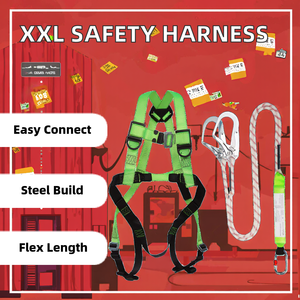 XXL Lightweight Safety Lineman Body Harness Fall Protection with <strong>Tool</strong> <strong>Belt</strong> and Lanyard Comfortable and Secure - Product Image 2