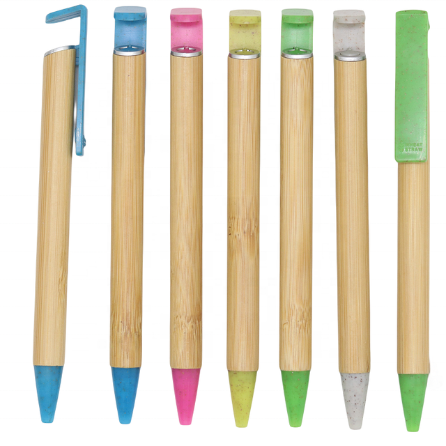 Zeamor Multi-Function Eco Friendly Bamboo Pen Biodegradable Custom Logo Wheat Straw Clip Phone Holder Promotional Pen Gift