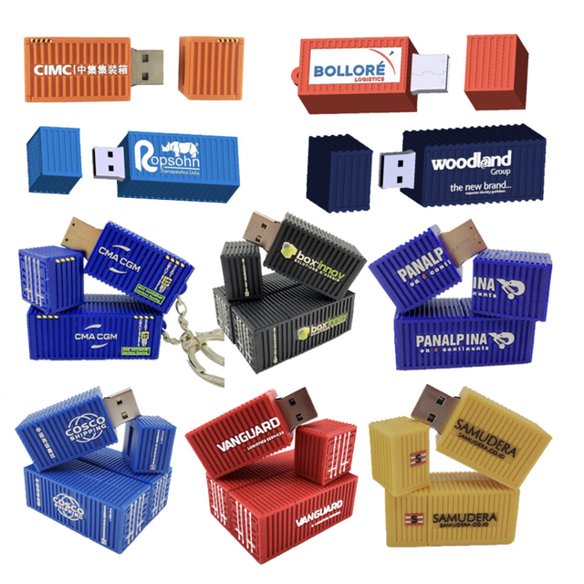 Wholesale Bespoke Custom Made USB 2D 3d Soft PVC  Keychain Container Usb Flash Drive Container Pen Drive