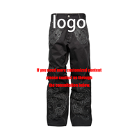 Jeans vintage Y2K Hip Hop Baroque avec broderie de crâne, denim noir ample et droit, 100% coton, haute qualité, pour hommes et femmes
