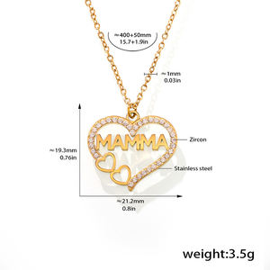 وصول جديد 18 قيراط مطلية بالذهب التيتانيوم الصلب مجموعة مجوهرات نسائية الحب الزركون رسالة الترقوة قلادة سوار للهدايا - Product Image 6