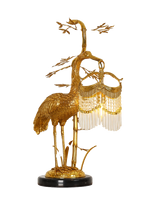 Lampe de table de style français tout en cuivre, motif grue, bronze moulé à la cire perdue, vintage, luxueuse, avec interrupteur à bouton LED, pour salon et bureau