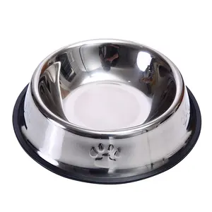 Pet Bowl Stainless Steel Dog Bowl Durable Cat Footprint Pet Food Bowl Multi-Size Pet Feeder Spot