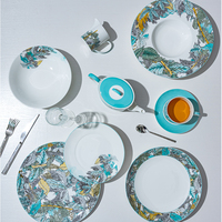 Vaisselle en porcelaine d'os Vaisselle Ensembles de dîner Assiettes de chargeur Assiettes de mariage Porcelaine Nordic Porcelaine Plats Assiette Set Vaisselle