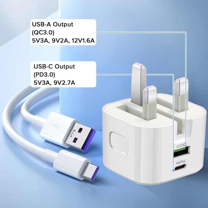 Free Sample UK 20W USB C Fast Charger QC3.0 Port Low Price Folding ...