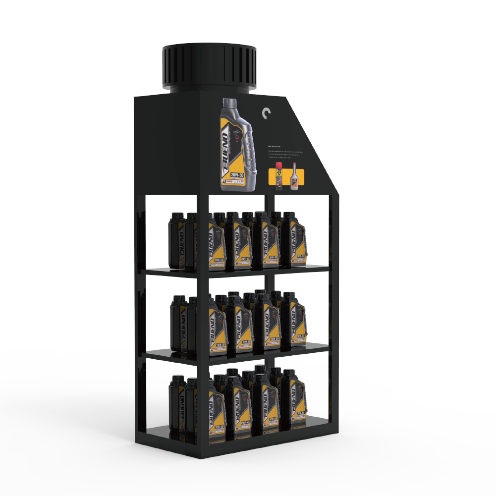Apache Custom Metal Laminated Light Duty Car Lubrication Motor Oil Display Stand for Supermarket Gas Stations — view 4