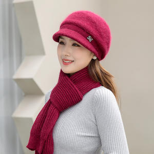 Bonnet d'hiver en tricot <span class=keywords><strong>pour</strong></span> femmes, 6 couleurs, bonnet + écharpe longue + <span class=keywords><strong>gants</strong></span> à écran tactile, ensemble de bonnets de crâne, écharpes de cou, prêt à être expédié - Product Image 6