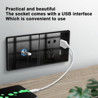 TEP Interrupteur mural encastré type 86 avec panneau à bouton-poussoir personnalisé et interrupteur de réinitialisation à LED en verre trempé, ensemble de prises 1 sortie
