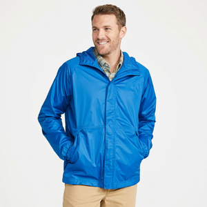 Veste coupe-vent décontractée pour homme, bleu automne, avec capuche, imperméable, respirante, fermeture éclair, tissu nylon polyester 180g - Product Image 1