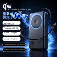 Support magnétique semi-solide OEM 20000 mAh avec câble télescopique 100W, batterie externe japonaise pour ordinateur portable et mobile