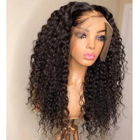 Perruque Lace Front Bouclée Longue Noire Sans Colle avec Cheveux de Bébé Pré-Pluckés pour Femmes Noires