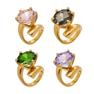 Luxury Waterproof Single Cubic Zircon <strong>Cocktail</strong> <strong>Ring</strong> Multi-Color 18K <strong>Gold</strong> Plated Sparkling <strong>Cocktail</strong> <strong>Ring</strong> for Women - Product Image 5