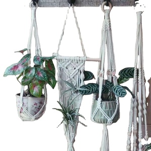 Panier suspendu <span class=keywords><strong>en</strong></span> <span class=keywords><strong>corde</strong></span> <span class=keywords><strong>de</strong></span> coton, écologique, fait à la main, décoration murale, <span class=keywords><strong>porte</strong></span>-<span class=keywords><strong>pot</strong></span> <span class=keywords><strong>de</strong></span> fleurs, durable, forme personnalisée - Product Image 1