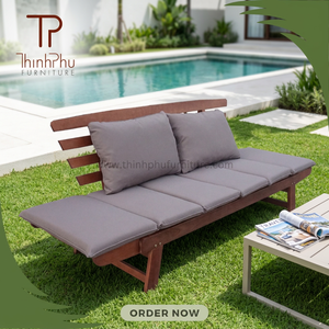 Contemporary Modern Acacia Wood Durable Daybed Powder Coated Aluminium Frame Outdoor Farmhouse Garden Use Handmade Vietnamese - Product Image 3