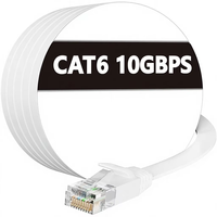 Cable Ethernet Cat6 de 50 pies y 10 Gbps, Cable de Conexión LAN Plano RJ45 para Consolas de Juegos, PC y Dispositivos de Streaming, Blanco