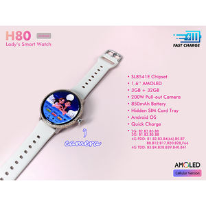 Reloj Inteligente EDS H80 con Bisel Completamente Adornado con Diamantes, Tarjeta SIM, Pantalla AMOLED de 1.6 Pulgadas, Memoria de 3GB+32GB, Cámara, Batería de 850mAh, Sistema Operativo Android - Product Image 3