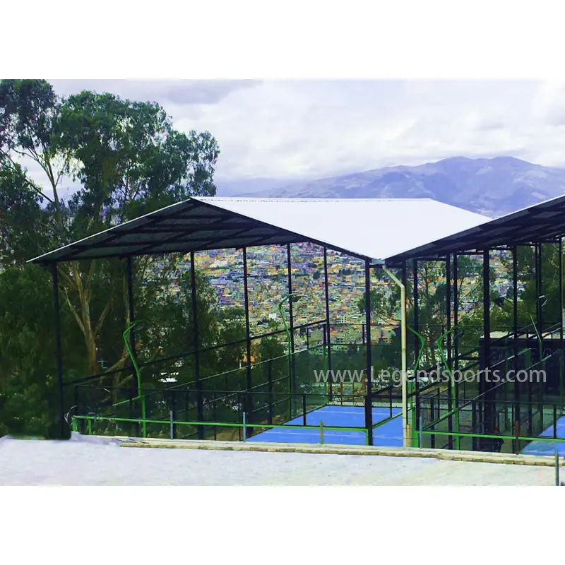 Penjualan terlaris produsen lapangan Kayuh tenda luar ruangan untuk lapangan tenis Padel Court Dengan atap