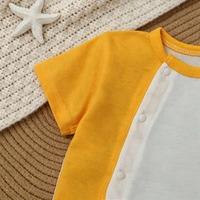 Romper Bayi KAIXINTIANGUO 100% Katun Ramah Lingkungan, Bernapas, Unisex, Lengan Pendek, Kancing Tekan, Baju Tidur Musim Panas Kasual