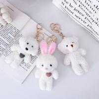 Kawaii Mini ours mignon lapin chien en peluche porte-clés jouets doux coton mode ours poupée porte-clés